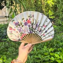 Shell Shape Japanese Shell Folding Fan Flower Pattern Chinese Style Fan  Home Decoration Style 1