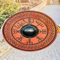 Medieval Viking shield Valhalla Helm of Awe Viking Shield Wood Engraved Battle-Ready Shield  Wall decor shield  Best gift