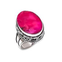 Ruby(Simulated) Gemstone Handmade 925 Sterling Silver Jewelry Ring Size 8 N0r67