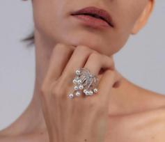 Star-Inspired Fashionable Water Fireworks Bead Ring – Light Luxury and Exquisite Design