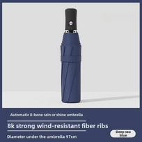 Luxury Automatic Folding Umbrella for Men – Large, Storm-Resistant, Dual-Use for Sun and Rain.