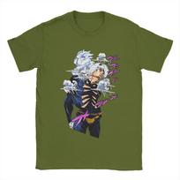 Weather Report Manga J-Jojos anime Apparel Unisex T Shirt Pure Cotton Tee Graphic Printing Adventure Anime Tops T-shirt S armijos žalia spalva