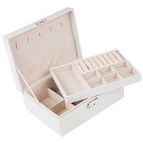 Box Double Layer Storage Lock Jewelry Display Organizer Ring Earrings Necklace Case Bracelet Packaging Container white