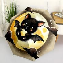 1pc Bat Cute Cartoon Design Folding Fashion Umbrella, Portable 3 Fold Compact Umbrella for Men and Women, Suitable for Travel or Daily Use.Z003
