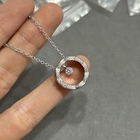 Rhombus Pattern COCO Smart Water Ice Moon Necklace Pendant Circle Temperament Stack 925 silver sidabras