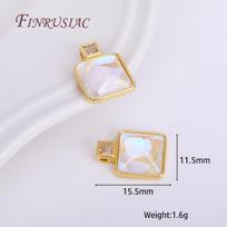18K Gold Plated Round/Square/Heart Epoxy Resin Gem Pendant For Pearl Necklace Making, DIY Craft Jewelry Making Supplies 1 Piece