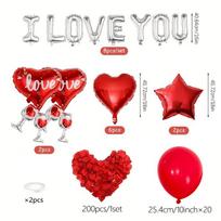 I LOVEYOU Balloon Set Wine Glass Love Shaped Balloon for Proposal Wedding Birthday Anniversary Bedroom Atmosphere Decor Other