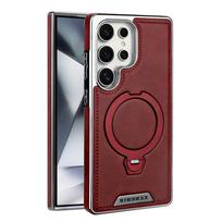 Magnetic Rotating Bracket  Leather Case For Samsung Galaxy S23 S24 S25 S26 Ultra Plus Wireless Charging Shockproof Cover For Galaxy S25 Ultra