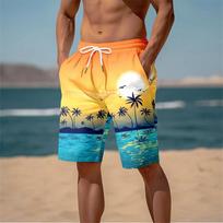 Harajuku 3D Cocoanut Trees Printing Beach Shorts Palm Tree Graphic Board Shorts For Men Summer New Hawaiian Cool Swimming Trunks S