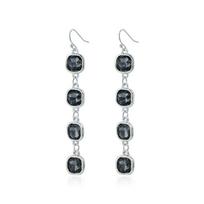 Square Grey Crystal Double Layered Beaded Necklaces for Women Fashion Punk Personality Earrings Bracelets Party Daily Jewelry