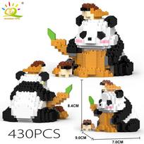 HUIQIBAO Mini mielas panda mikro statybiniai blokeliai 3D deimantinis modelis gyvūnai plytos „pasidaryk pats“ miesto statybos žaislai vaikams vaikų dovana