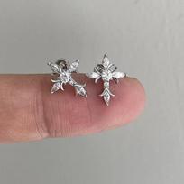Shiny Rhinestone Zircon Cross Earrings For Women Korean Fashion Stainless Steel Earring Daily Birthday Party Y2K Jewelry Gifts