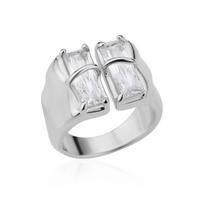 Irregular Square Zircon Rings For Women Stainless Steel Geometric Opening Ring Trend Wedding Party Fashion Jewerly Gift 2025 resizable