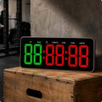 LED Workout Timer Big Digits Boxing Time Decrement MultiFunction Timing Gym Clock for 2green 4red Eu Plug
