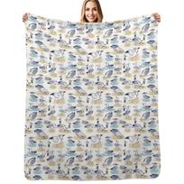 Comical Seagull pattern- beach bois Throw Blanket Thin Soft Blanket for Summer Night Sleeping Size: 75*100cm, Weight: 230 GSM