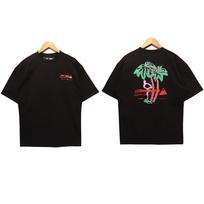 23SS cross-border European and American tide brand palm angel flamingo coconut print short-sleeved t-shirt men's and women's high street bf S