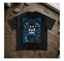 Hollow Knight Inspired Washed T-Shirt, Blue Fantasy Graphic Tee, Vintage Acid Wash Gamer Shirt, Dark Aesthetic Streetwear S