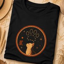 Japanese Space Cat Shirt, Mid Century Japanese Art Shirt, Japanese Aesthetic Vintage Tee, Vintage Japanese Symbol Shirt, 1950s Space Cat Tee S