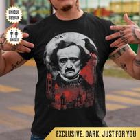 Edgar Allan Poe T-Shirt Gothic Gift Idea | Horror Literature Fan Tee | The Raven T-Shirt | Gothic Gift for Readers | Dark Academia Shirt S
