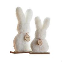 2 Pieces Fuzzy Hare Statue Cute Easter Bunny Decor Soft Ornament for Spring
