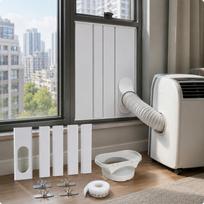 4 Pieces Portable Air Conditioner Window Kit 130 Mm Outlet Adjustable Panel Plate Metal