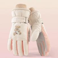 Warm Winter Skiing Gloves Touch Screen Snowboard Gloves Thickened Thermal Gloves  for Women smėlis