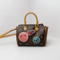 [Pre-Owned] Speedy Nano Brown Coated Canvas Monogram Boston Bag Crossbody Handbag Shoulder Bag Gold Hardware - Very Good #1WGQQZF ONE SIZE