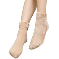 Solid Color Polyester JK Thigh High Socks Winter Thermal Socks Over Knee Socks Women Stockings beige-30cm