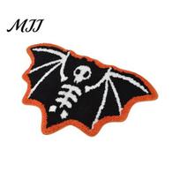 High-Density Flocking Rug Halloween Bathroom Rug, Absorbent Non-Slip Spider Web Bath Washable Wear-Resistant Mat Gothic Bat Pumpkin Area for Entrance 40x60cm C