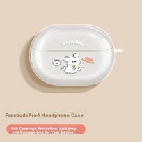 Compatible Case for FreeBuds Pro 4 [Flying Disc Puppy] Universal Fit with FreeBuds Pro 3, Transparent Anti-Slip Storage Case