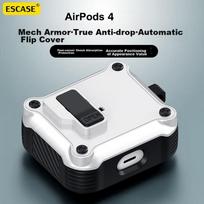 AirPods 4 Case, Apple Fourth-Generation Earphone Cover, Shockproof Armor Magnetic Shell, Anti-Loss Detachable Smart Pop-Up Cover, White