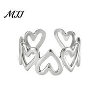 Exquisite Design Ring Women Adjustable Anti-Oxidation Lightweight Comfortable Handmade Hollow Heart Shape Process Daily Wear sidabras