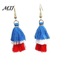 Trendy Multi-layered Earrings Fringe Creative Red, White, and Blue Flag-Colored Fashion Pendant 4th of July Independence Day Gift for Women B