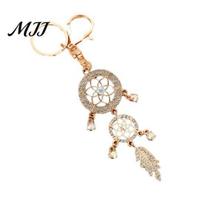 Sweet Girl Keychain Pendant Rhinestones Inlaid Dream Catcher Design Key Electroplated Chain with Lobster Clasp Bag Charm Backpack Accessory Alloy sidabras