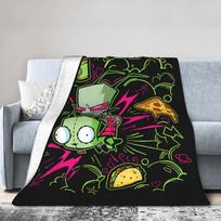 Invader Zim Taco Gir Y2K Cartoon Knitted Blanket  Fleece Throw Blankets Bed Sofa Decoration Soft Warm Bedspread 75x90cm