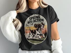 Spring Into Action T-Shirt, Springer Spaniel T-Shirt, Dog Lover Gift, Vintage Style Tee, Bird Hunting T-Shirt, Active Dog Tee 2XL black