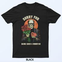 Funny Frankenstein Sorry Monster Roses Chocolate Halloween Black T-Shirt XXXL