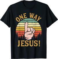 One Way Jesus People Christian Revolution Finger Up Retro Unisex T-Shirt S