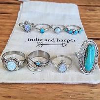 8PCS/Set Bohemian Women Silver Turquoise Finger Rings Opal  Rings Wedding Gift sidabras