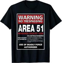 Alien T-Shirt Area 51 Warning Sign Tee S-5XL S