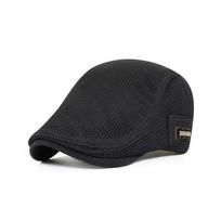British Style Men Beret Hat Korean Style Forward Peaked Cap Breathable Mesh Flat Cap  Summer