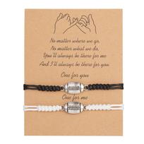 Black  Couple Basketball Volleyball Football Tennis Football Ball Woven Bracelet 2 Pack B