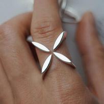 925 Silver Unique Ring For Women Jewelry Finger Adjustable Vintage Cross Flower Ring For Party Birthday Gift resizable