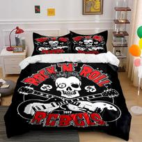 Rock 'N' Roll Rebels Skull Design Set Bedding set (1 duvet cover, 2 pillowcases, duvet not included) 135x200cm