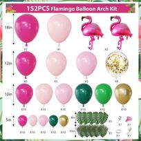 Tropical Flamingo Balloon Arch Garland Kit Hot Pink Dark Green Gold   Hawaii Luau Aloha Summer Beach Birthday Party Decoration As a picture