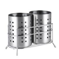 Well-ventilated Stainless Steel Cutlery Rack Rust-proof Drain Utensil Rack Thickened Hollow-out Design Cutlery Basket Spoon