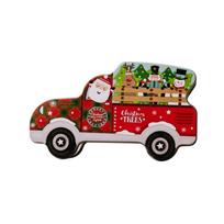 Car Shape Christmas Candy Box Santa Claus Snowman Cookie Tinplate Box Christmas Car Ornament Iron Candy Organizer New Year 14x16cm