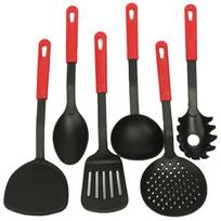 6PCS Nylon Kitchen Utensils Multifunction Shovel Spoon Set Heat-Resistant Non-Stick Kitchen Tools Set Food Tongs Kitchen Kit juoda