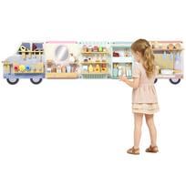 Wooden Busy Board, 5 in 1 Activity Wall Panels for Kids 3+ Years, for Daycare, Playroom, Home 163.8 x 7.5 x 40 cm
