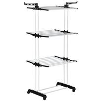 Foldable Clothes Drying Rack, 4-Tier Steel Garment Laundry Rack with Castors for Indoor and Outdoor Use, Black 73 x 64 x 177 cm juoda